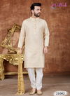 Cream New Fancy Designer Party And Function Wear Traditional Khadi Cotton Kurta Churidar Pajama Redymade Latest Collection 21002